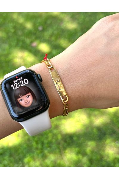 Atelier Çağla Red String Steel Imprint - Bracelet, Name with Date
