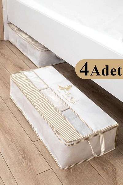 Nisahometeks 4 Pieces Windowed Base Storage Bag Under Base Organizer Storage 70*32*20 cm