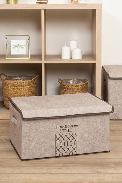 Nisahometeks Maxi Box Πολλαπλών Χρήσεων με Καπάκι από τσόχα Γκρι 47x37x24 cm