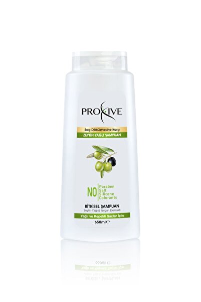 PROXİVE Tuzsuz Parabensiz Silikonsuz Boyasız Kepek Ve Kaşıntı Önleyici Bitkisel Zeytinyağlı Şampuan 650 ml