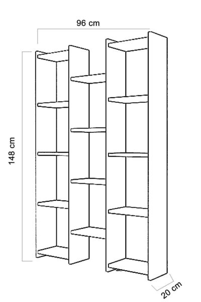 Koordinat Mobilya Tokyo Dekoratif Kitaplık Ceviz
