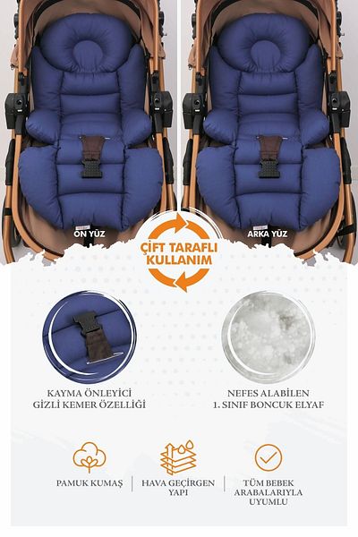 Umaybebek Orthopedic Baby Stroller Cushion with Waist Support, Cotton Fabric - Original Product
