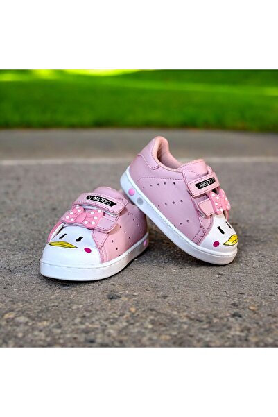 MİDDO KİDS أحذية رياضية للأطفال باللون الأبيض والوردي المضيئة لتقويم العظام