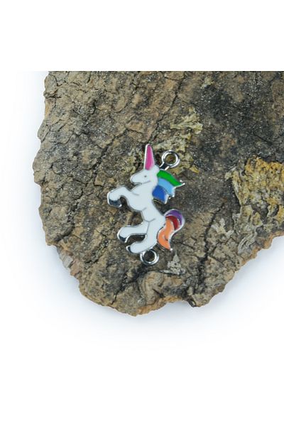 Prestij Boncuk Atașament pentru bijuterii și accesorii pentru colier cu unicorn din metal de culoare argintie