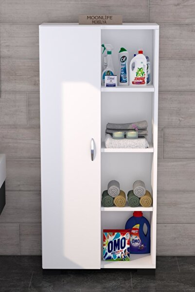 Moonlife Silva Çok Amaçlı Tek Kapaklı Raflı Dolap Beyaz