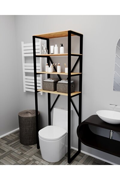 UNVERCO Wc Klozet Ustu Banyo Dolabı Rafı Makine Ustu Dolap Raf 4 Lu Havluluk Organizer