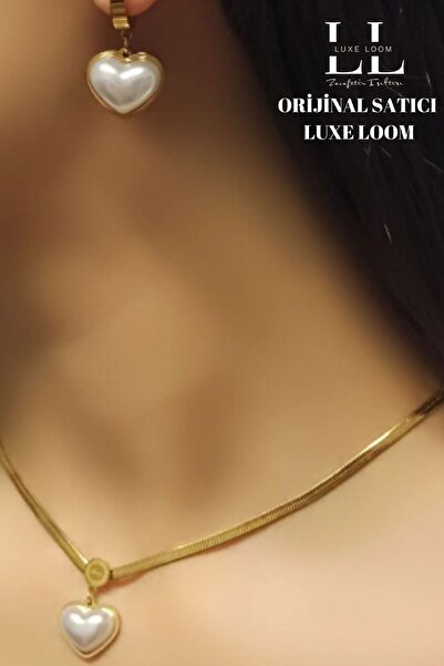 Luxe Loom Kadın Kararmayan Gold Italyan Zincirli Küçük Love Yazılı Inci Beyaz...