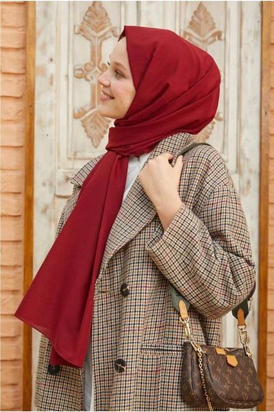 Mides scarf Hijab Cotton Crash Jazz Shawl Model Claret Red