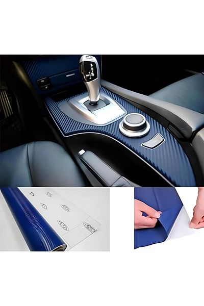 ESEMİZ Dark Blue 3D Patterned - Durable Carbon Foil with Serrated Air Duct (152cm X 50cm)