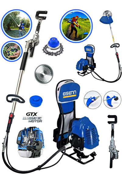 EISEnn Turbo GTX Benzinli Sırt Tipi Tırpan Ot Çim Çalı Biçme Makinası+Hasat T...