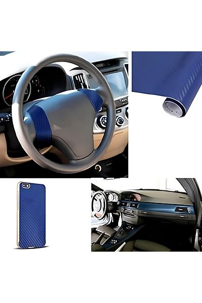 ESEMİZ Dark Blue 3D Patterned - Durable Carbon Foil with Serrated Air Duct (152cm X 50cm)
