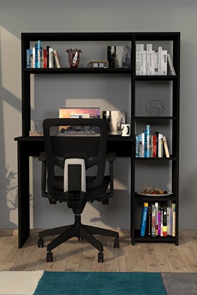 Koordinat Mobilya Mars Kitaplıklı Çalışma Masası Siyah