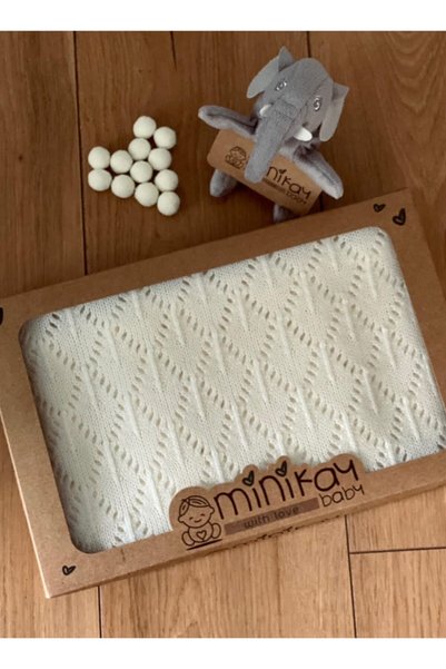 minik ay Newborn Knitted Baby Blanket Royal