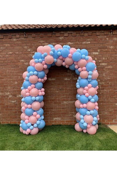 BAL10 DÜNYASI Macaron Balloon Pink Blue Color And Balloon Chain 100 Pieces