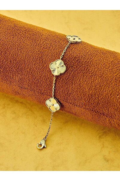 Nilvera Kuyumculuk 14 Ayar Altın   Tarzı 3 Yoncalı Bileklik, Şans Kadın Bilek...