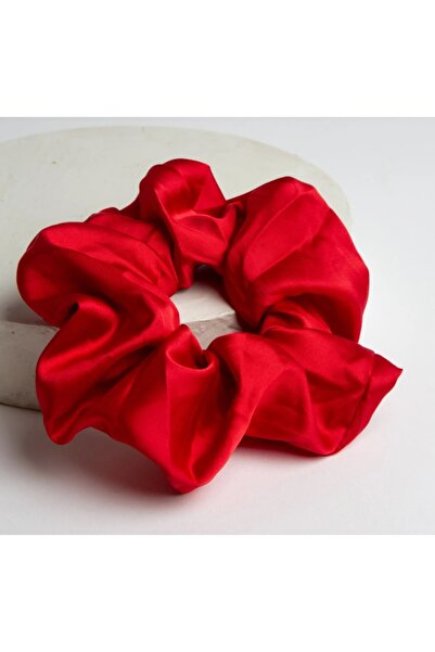 2K1A ACCESSOIRE 50'li Kadın Kına Ve Nişan Düğün Için Lastikli Simit Kırmızı Saten Scrunchie Saç Toka Set