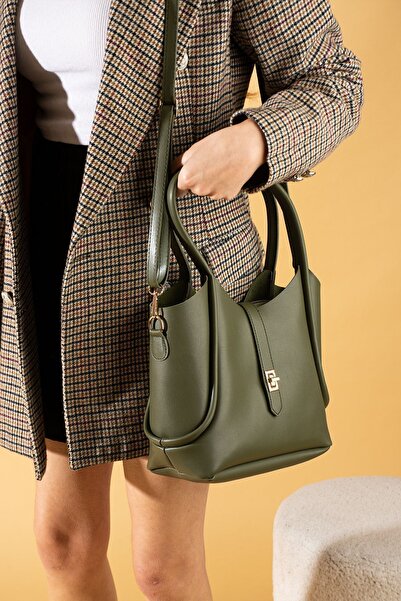 Rosmod Γυναικεία τσάντα ώμου χιαστί δύο τεμαχίων με χακί φερμουάρ