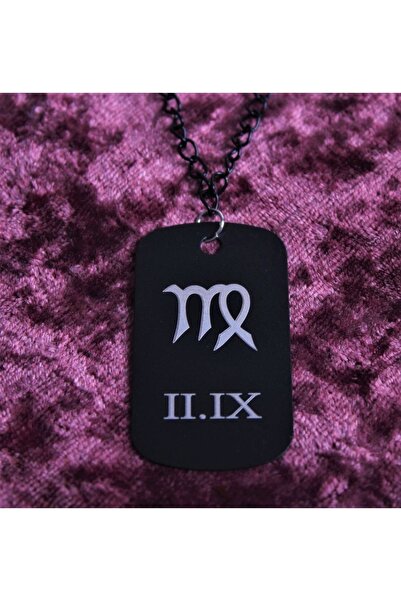 Ozka Leather Collection Koç Burcu Unisex Siyah Künye Kolye - Kişiye Özel