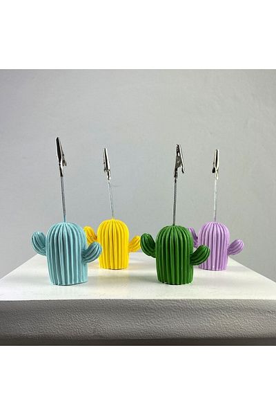 oasis decoration Cactus Note Holder Set of 4 (green - Yellow - Lilac - Mint)