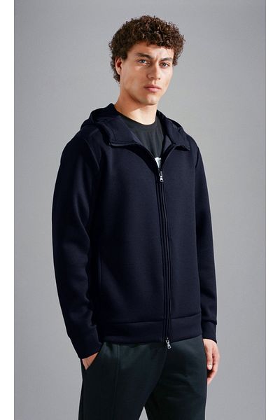 PAUL&SHARK Navy Blue Men's Sweatshirt - Hooded, Zippered, Long Sleeve 14311867 -050