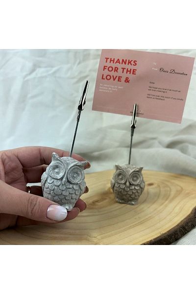 oasis decoration Gray-mink Antique Owl 2-Piece Note Holder Set