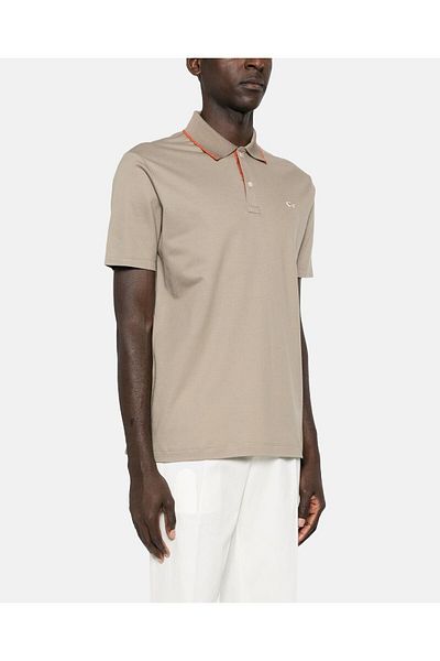 PAUL&SHARK Tricou cu mânecă scurtă din bumbac cu gât polo pentru bărbați - crem 14311716 -128