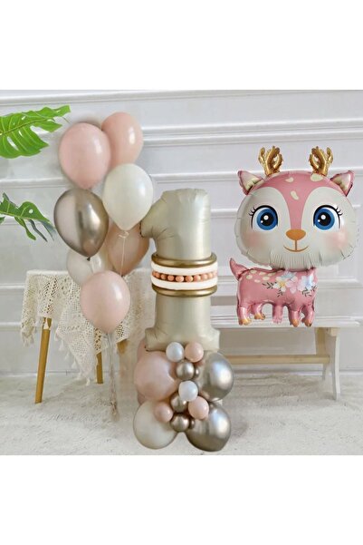 Öztürkpartievi 1 Yaş Pudra Pembe Balon Seti