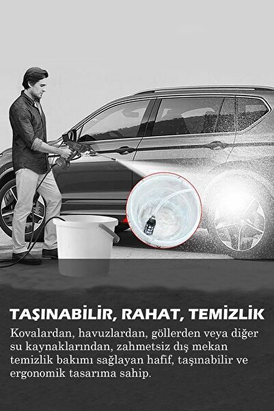 THOMAX şarjlı ve yüksek basınçlı oto yıkama makinesi ve sulama tabancası bahçe yıkama makinesi
