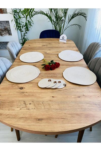 JÜTEX HOME 8 bucăți plăci și subțire din răchită de iută - serviciu american