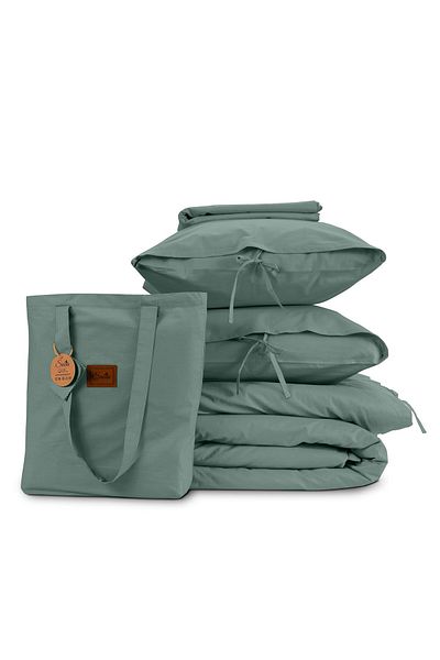 Sabia Organic 100% Cotton Double Duvet Cover Set - 140X200Cm 30cm Height Elastic 62 Wires