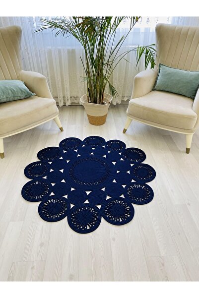 JÜTEX HOME jüt Hasır görünümlü Desenli Modern El Örgüsü daire Halı Kilim