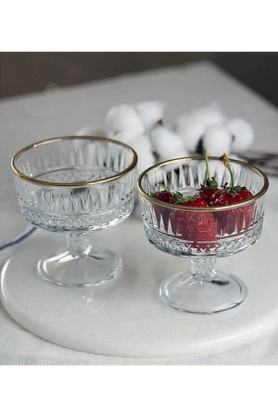 Paşabahçe Elysia Golden Touch Gilded Ice Cream Bowl 2-Piece 51749