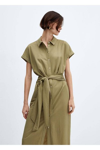 MANGO Woman Košilové šaty - Detailní pásek