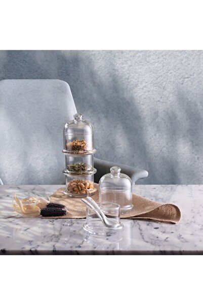 Paşabahçe 96986 3-Tier Villa Patisserie Serving Bowl with Lid, Presentation Dragee Cookie Holder