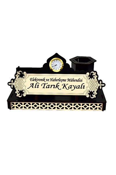 Sanat Hediyelik Kişiye Özel Ahşap Masa Üstü Isimlik -saatli, Isimli, Öğretmen, Avukat, Doktor Öğretmenler Günü