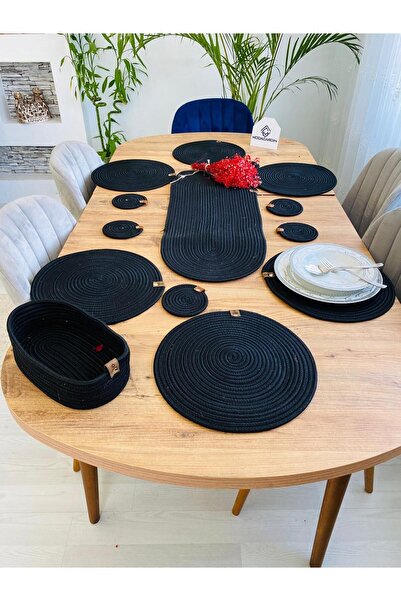 JÜTEX HOME Σετ 14 τεμαχίων από γιούτα Wicker American Service Charging - Runn...