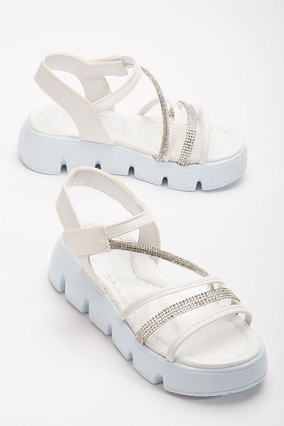 BDKButik Girl's High Sole Velcro Stone Sandals