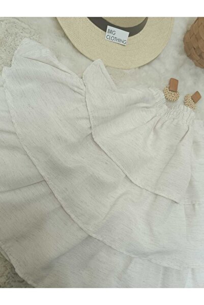 BRGCLOTHING Fusta mini din in cu talie elastica