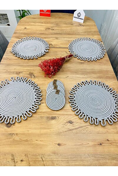 JÜTEX HOME 8 bucăți plăci și subțire din răchită de iută - serviciu american