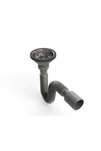 donau Körüklü Çöpmak Mutfak -paslanmaz Evye Gider Sifonu -geniş Kafalı Gri Renk