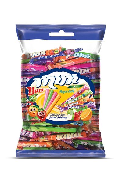 TAYAŞ 700Gr Fruit Juicy Soft Candy - Minium, 100 Pieces
