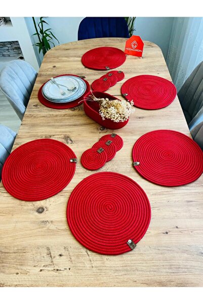 JÜTEX HOME 13-частова американска чиния за сервиране от юта - подложки и кошница