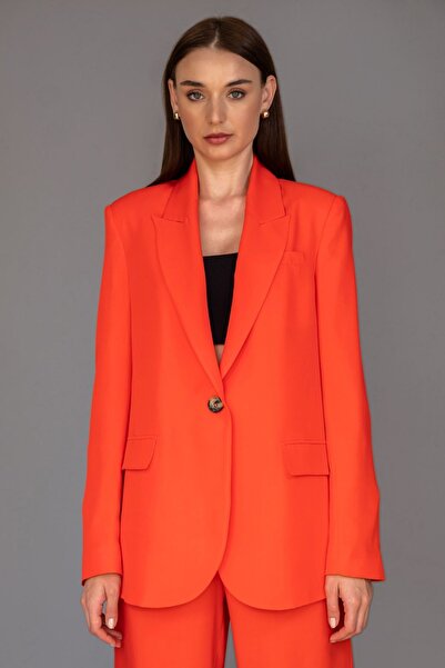 ST COLETTE BR Juliet Premium Lyocell Tek Düğme Coral Blazer