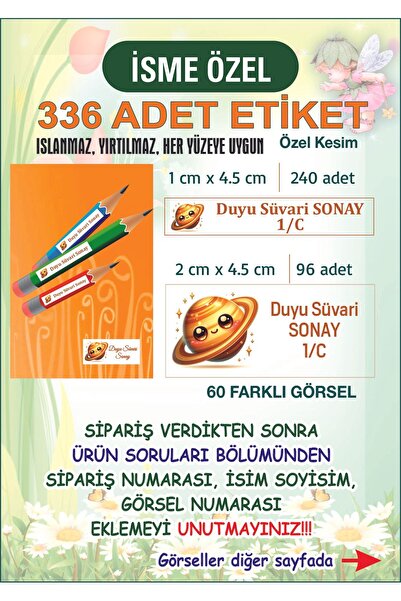 KARADENİZ DİJİTAL 336 Adet - Islanmaz - Yırtılmaz Kişiye Özel Okul Etiketi Ka...