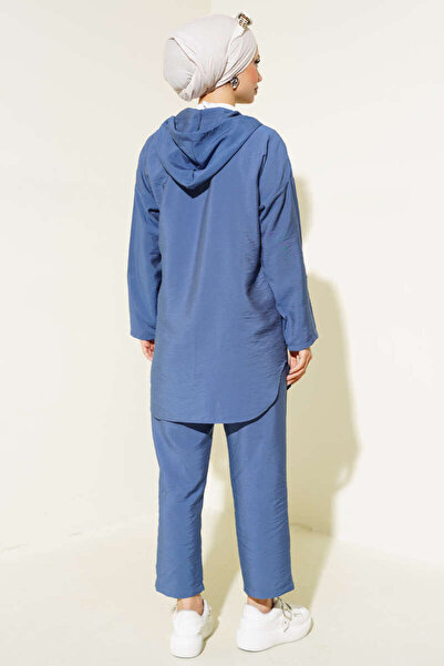 VOLT CLOTHİNG Kadın Metal Düğmeli Kapüşonlu Tesettür İkili Takım
