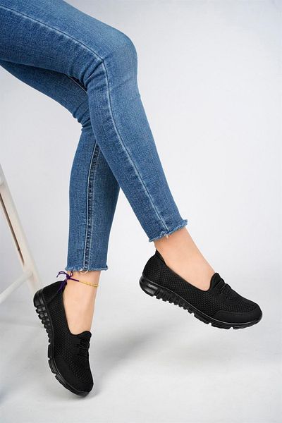 Deripabuc Black Women's Sports Ballerina Walking Shoes Çpç-0004