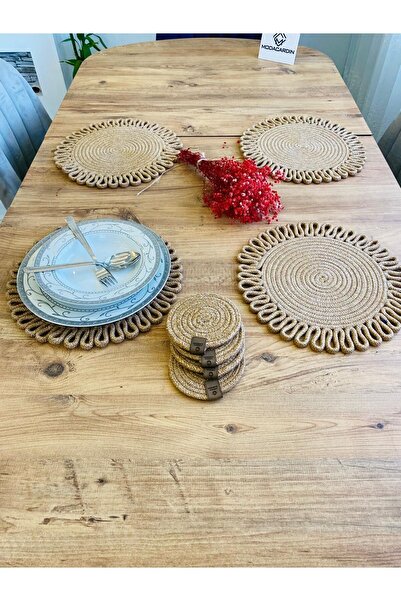 JÜTEX HOME 8 bucăți plăci și subțire din răchită de iută - serviciu american