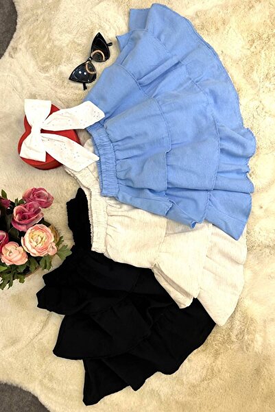 BRGCLOTHING Fusta mini din in cu talie elastica