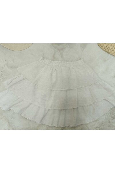 BRGCLOTHING Fusta mini din in cu talie elastica