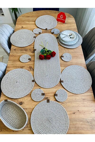 JÜTEX HOME Σετ 14 τεμαχίων από γιούτα Wicker American Service Charging - Runn...